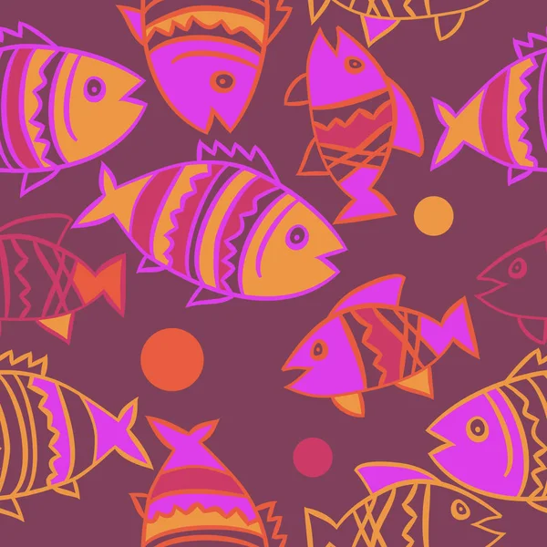 Lindo Patrón Sin Costura Con Los Peces Ilustración Vectorial — Vector de stock