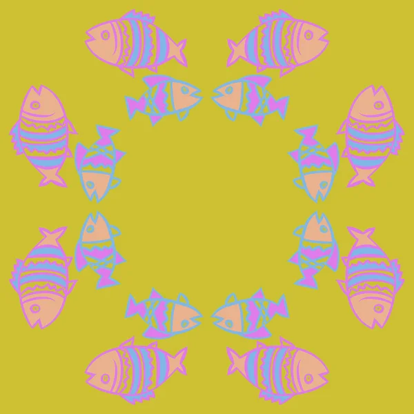 Mignon Motif Sans Couture Avec Des Poissons Illustration Vectorielle — Image vectorielle