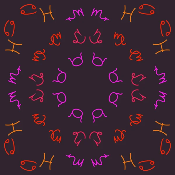 Zodiac Signs ile Dikişsiz desen. El çekilmiş. Vektör Illustration
