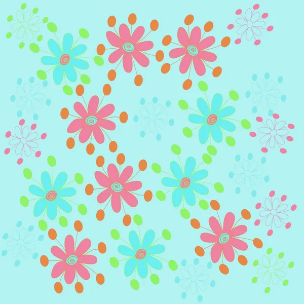 Seamless Pattern Abstract Colorful Flowers — Stock Vector
