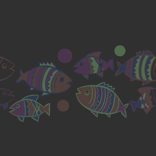 Mignon Motif Sans Couture Avec Des Poissons Illustration Vectorielle — Image vectorielle