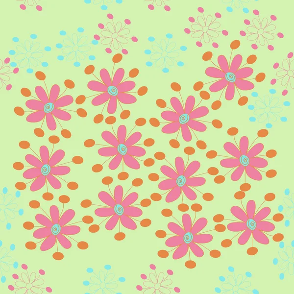 抽象的なカラフルな花のシームレス パターン — ストックベクタ