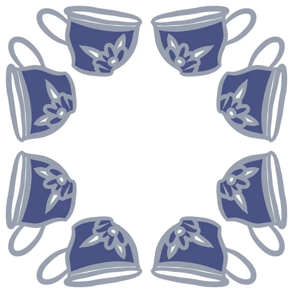 Motif Coloré Avec Des Tasses Thé — Image vectorielle