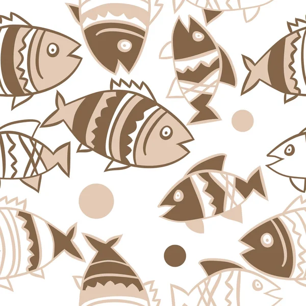 Balıklar ile sevimli Dikişsiz desen. Vektör Illustration
