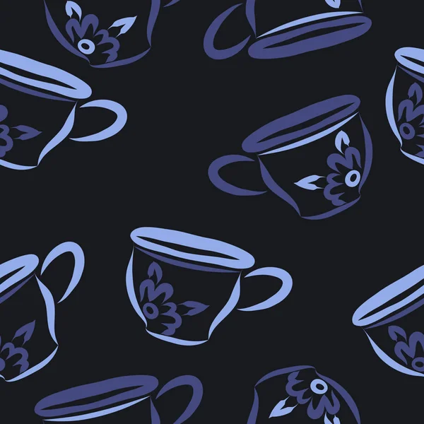 Бесшовный Рисунок Абстрактных Красочных Чашек Чая — стоковый вектор
