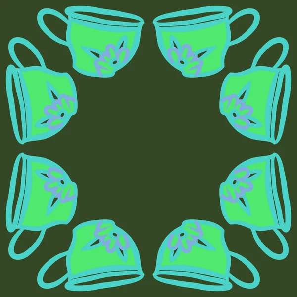 Patrón Color Con Tazas — Vector de stock