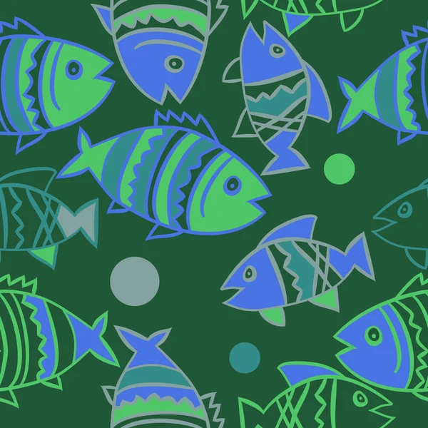 물고기와 귀여운 패턴입니다 일러스트 — 스톡 벡터
