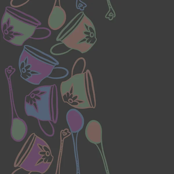 Бесшовный Цветной Фон Чашками Чая — стоковый вектор