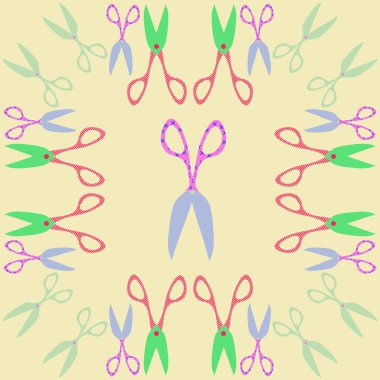 Renkli makaslı kusursuz desen 