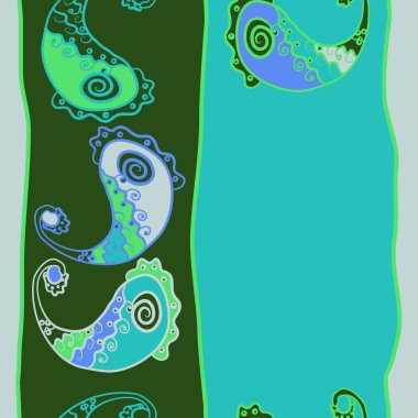 Renkli paisley süs ile dikişsiz desen