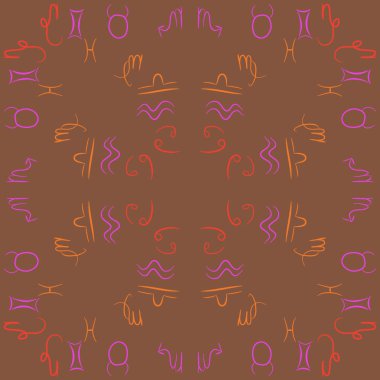 Soyut basit kaligrafi Dikişsiz desen