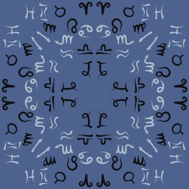 Zodiac Signs Dikişsiz desen. Vektör Illustration