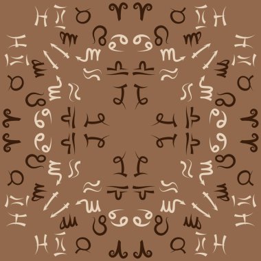 Zodiac Signs Dikişsiz desen. Vektör Illustration