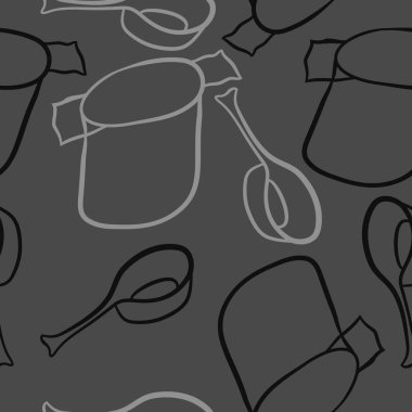 Soyut renkli tencere ve kaşık dikişsiz desen 