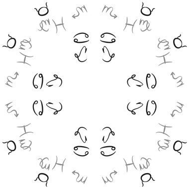 Zodiac Signs Dikişsiz desen. Vektör Illustration