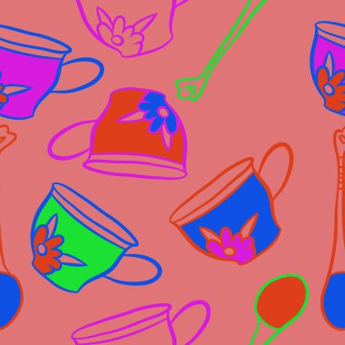 Soyut renkli çay bardakları Dikişsiz desen 