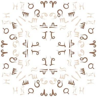 Zodiac Signs Dikişsiz desen. Vektör Illustration