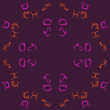 Zodiac Signs Dikişsiz desen. Vektör Illustration