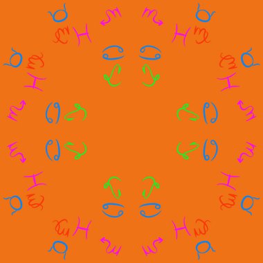 Zodiac Signs Dikişsiz desen. Vektör Illustration