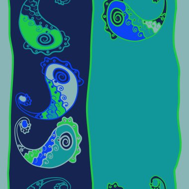 Renkli paisley süs ile dikişsiz desen