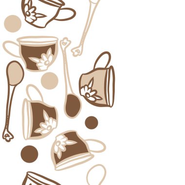 Soyut renkli çay bardakları ve kaşıklar Dikişsiz desen