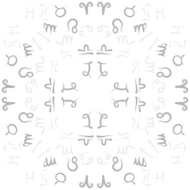 Zodiac Signs Dikişsiz desen. Vektör Illustration