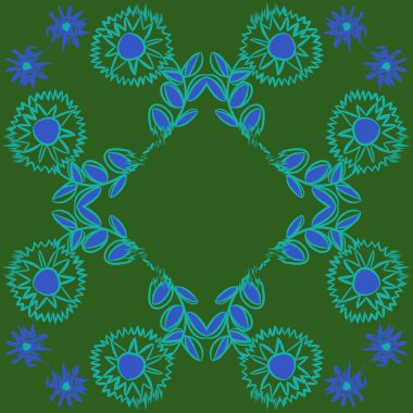 Soyut çiçekler çerçevesi Dikişsiz deseni