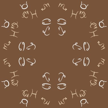 Zodiac Signs Dikişsiz desen. Vektör Illustration