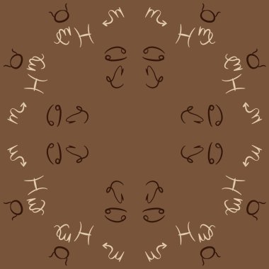 Zodiac Signs Dikişsiz desen. Vektör Illustration