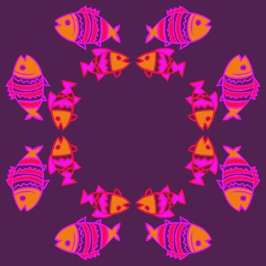 Balıklar ile sevimli Dikişsiz desen. Vektör Illustration