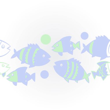 Balıklar ile sevimli Dikişsiz desen. Vektör Illustration