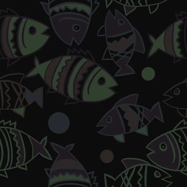 Lindo Patrón Sin Costura Con Los Peces Ilustración Vectorial — Vector de stock