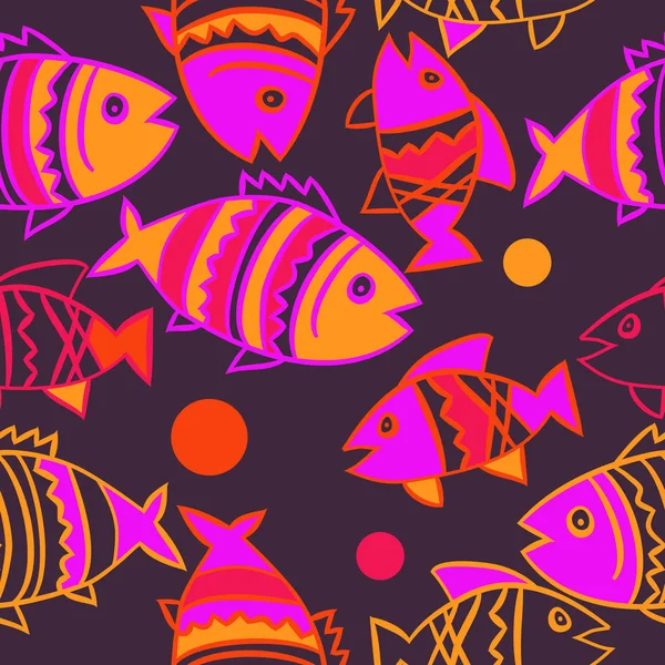 Χαριτωμένο Ενιαίο Μοτίβο Ψάρια Απεικόνιση Διανυσματικών Φορέων — Διανυσματικό Αρχείο