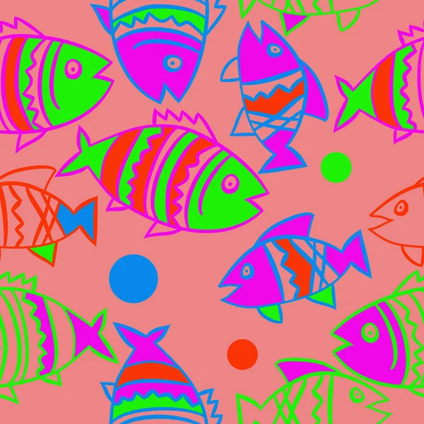 물고기와 귀여운 패턴입니다 일러스트 — 스톡 벡터