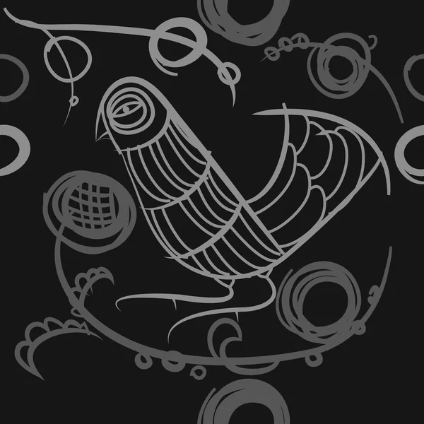 çizgi sanat kuş, vektör illüstrasyon ile dikişsiz desen