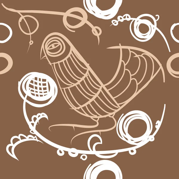 çizgi sanat kuş, vektör illüstrasyon ile dikişsiz desen