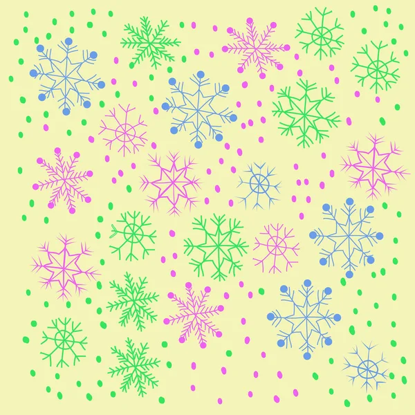 Cute Simple Winter Background Snowflakes — Stock Vector