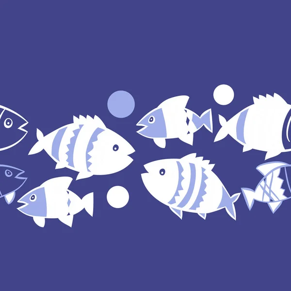 Cute Seamless Pattern Fishes Vector Illustration — Stock Vector