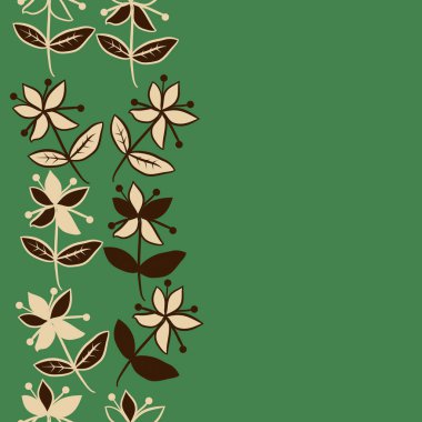 Yaprakları ile dikişsiz soyut çiçek deseni