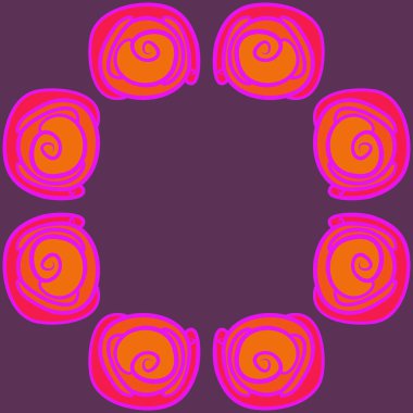 Modern çiçek çerçeve tasarım arka planda soyut yuvarlak çiçek elemanları