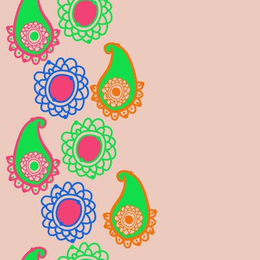 Çiçek süslü paisley veya paisley desen, çiçek süs vektör illüstrasyon, 