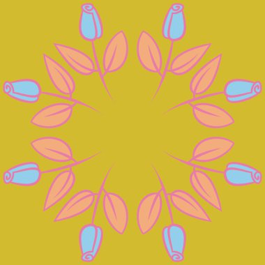 gül vektör illüstrasyon ile daire dikişsiz desen 