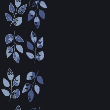 çizgi sanat yaprakları ile kesintisiz etnik desen