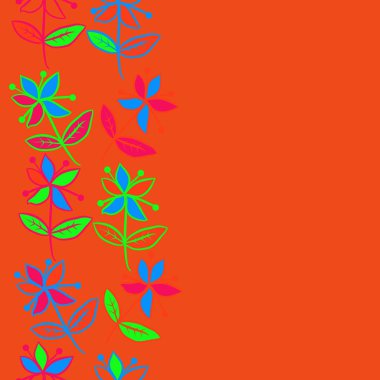 Yaprakları ile dikişsiz soyut çiçek deseni