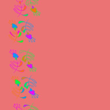 Dikey dikişsiz desen, karalamalar, dalları, yaprakları, stamens, kopya alanı, çiçek tema. Vektör çizimi