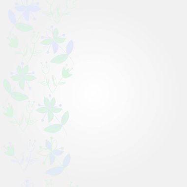 Dikey çiçek motifi, karalamalar, yapraklar, dallar, çiçekler, stamens, kopya alanı ile Dikişsiz desen. Vektör çizimi