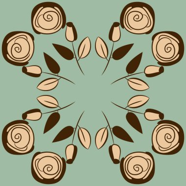 Renkli çiçekler ve yapraklar ile soyut desen