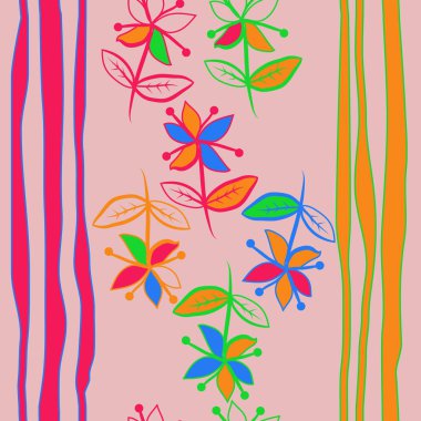 Çizgilerle soyut dikişsiz çiçek deseni