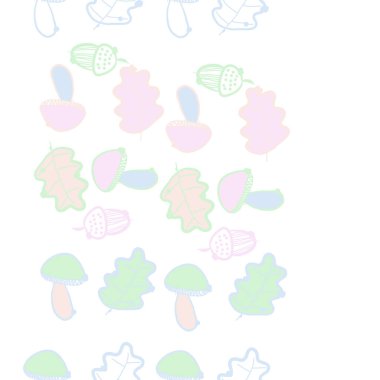 Stilize meşe yaprakları, meşe palamudu ve mantar desen.