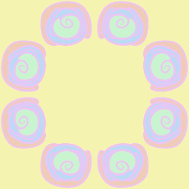 Modern çiçek çerçeve tasarım arka planda soyut yuvarlak çiçek elemanları